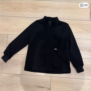 Figs Midnight Black Zip-Up Jacket